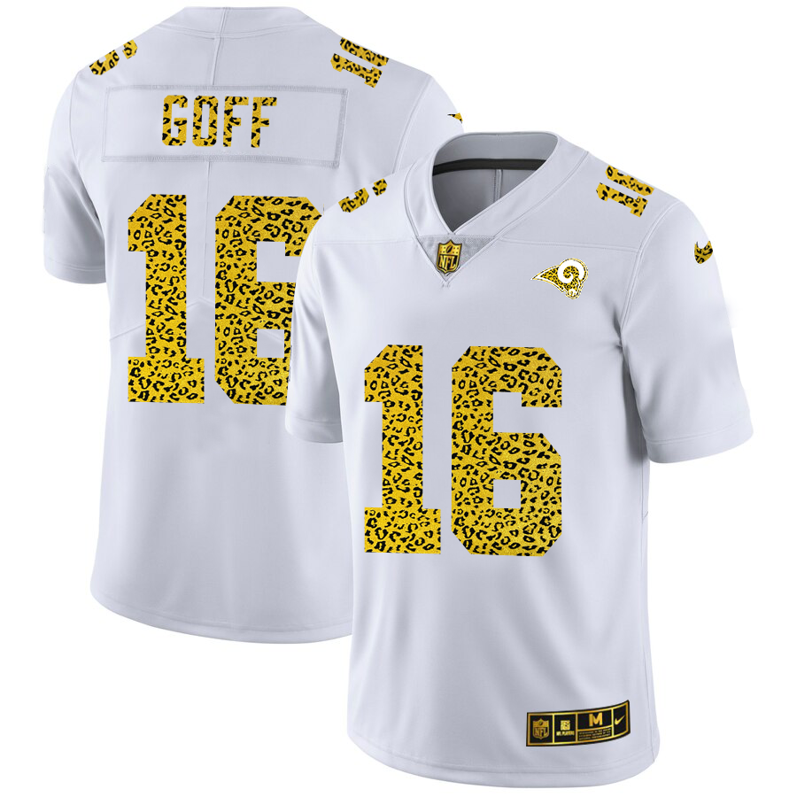 Los Angeles Rams #16 Jared Goff Men Nike Flocked Leopard Print Vapor Limited NFL Jersey White->los angeles rams->NFL Jersey